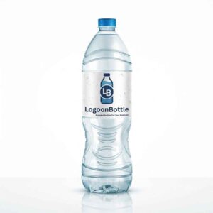 Blue 1.5L water bottle with custom branding for events