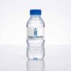 Blue clear plastic water bottles with caps for events