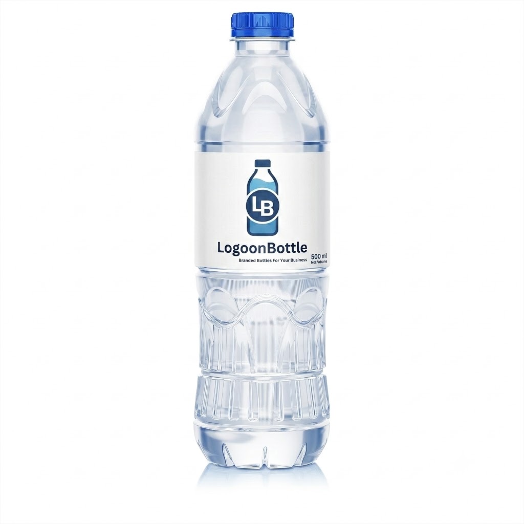 Custom plastic water bottles with business name and logo