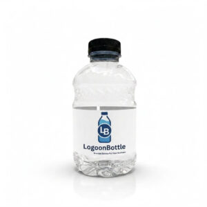 Customized water bottle with business logo for event black cap
